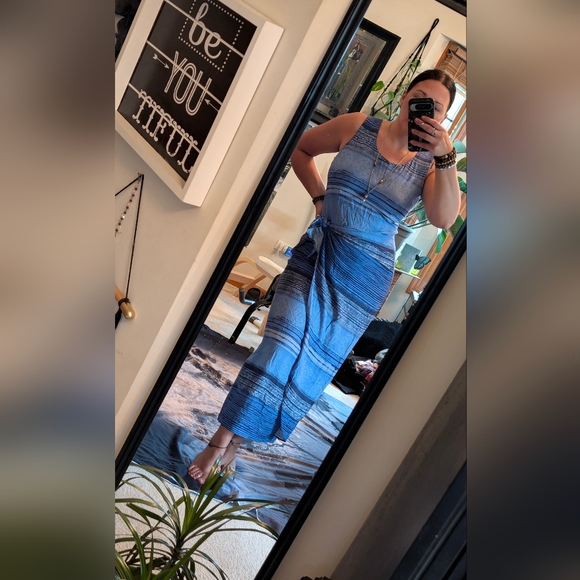 Vintage '90s Scarlett Blue Gradient Maxi Dress - Picture 1 of 15